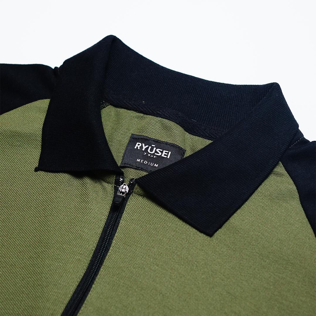 Ryusei Polo Pria Kazushi Army Green