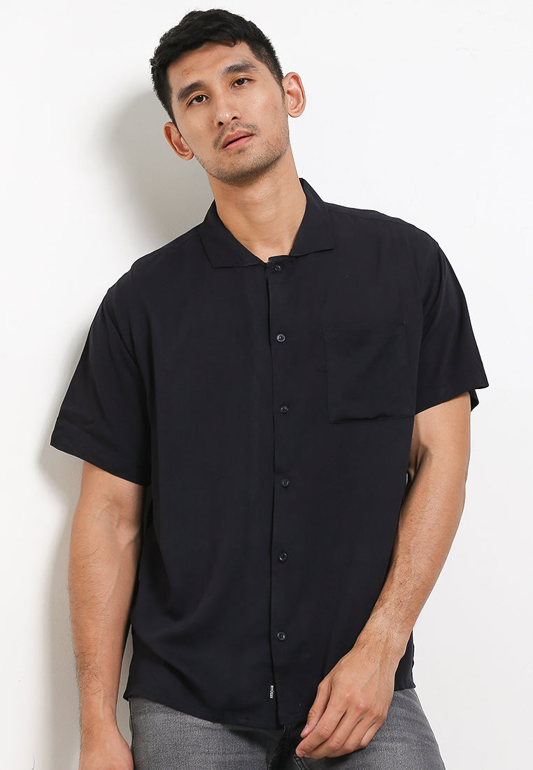 Ryusei Kemeja Pantai Rei Pocket Black