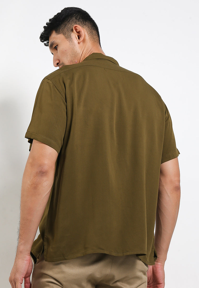 Ryusei Kemeja Pantai Rei Pocket Green