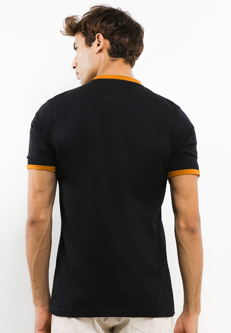 Ryusei T-shirt existence Black Stripe Mustard - Ryusei