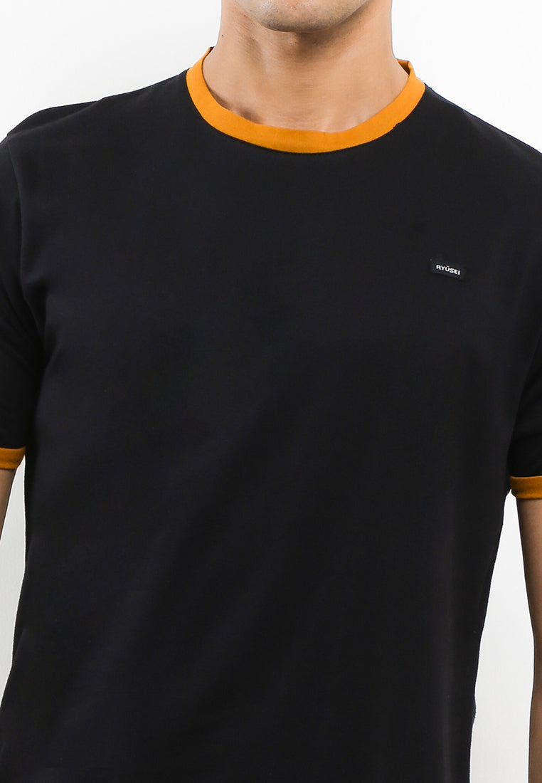 Ryusei T-shirt existence Black Stripe Mustard - Ryusei