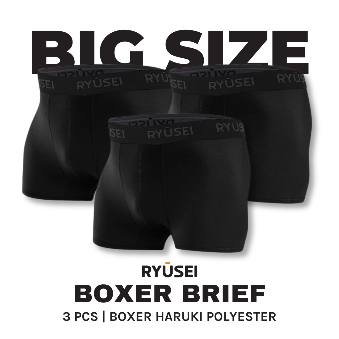 Ryusei Boxer Big Size Haruki Polyester Spandex 3 Pcs | Nyaman & Elastis