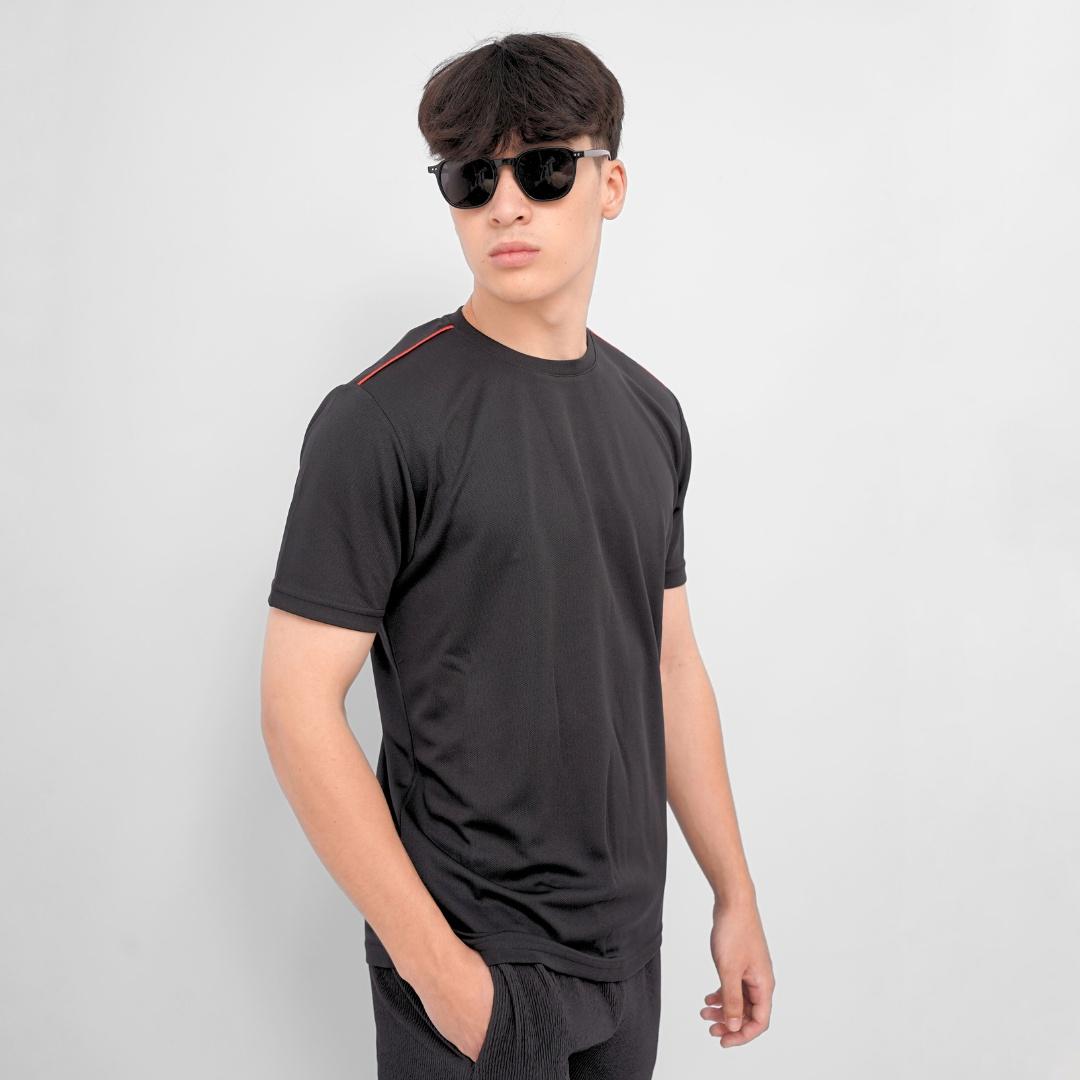 Ryusei Kaos Olahraga Pria Yanagi Black Baju Gym Dry Fit Adem Jersey Training