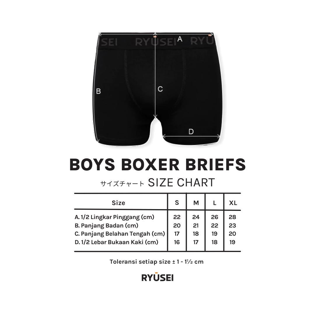 [3 pcs] Ryusei Boxer Anak Laki Laki Hasioka 3PCS - Celana Dalam Anak Polos Hitam Katun Usia 1-14 Tahun