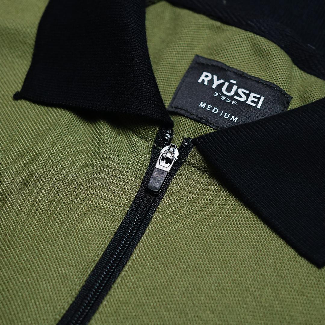 Ryusei Polo Pria Kazushi Army Green