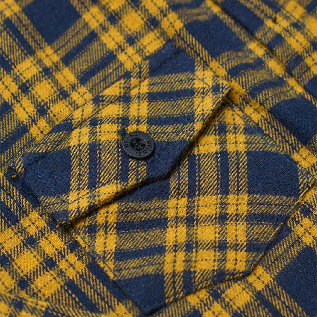 Ryusei Shirt Kids Flanel Yoshiro Long Sleeve Black Mustard