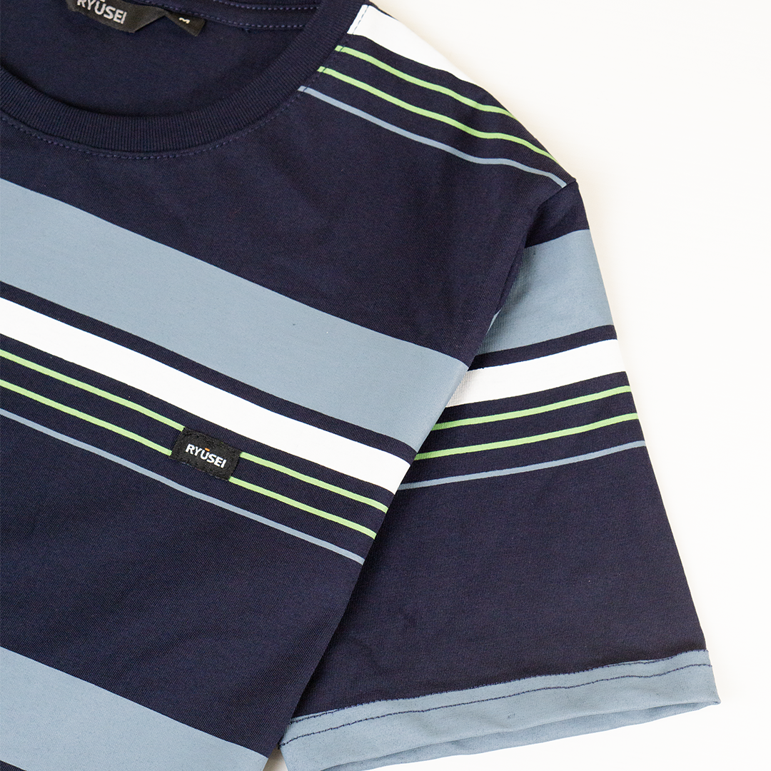 Ryusei Kaos Pria Nagamasa Stripe Navy