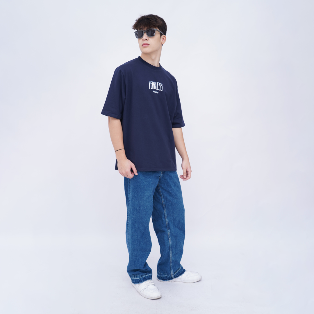 Ryusei Kaos Pria Boxy Oversize Fearless Navy