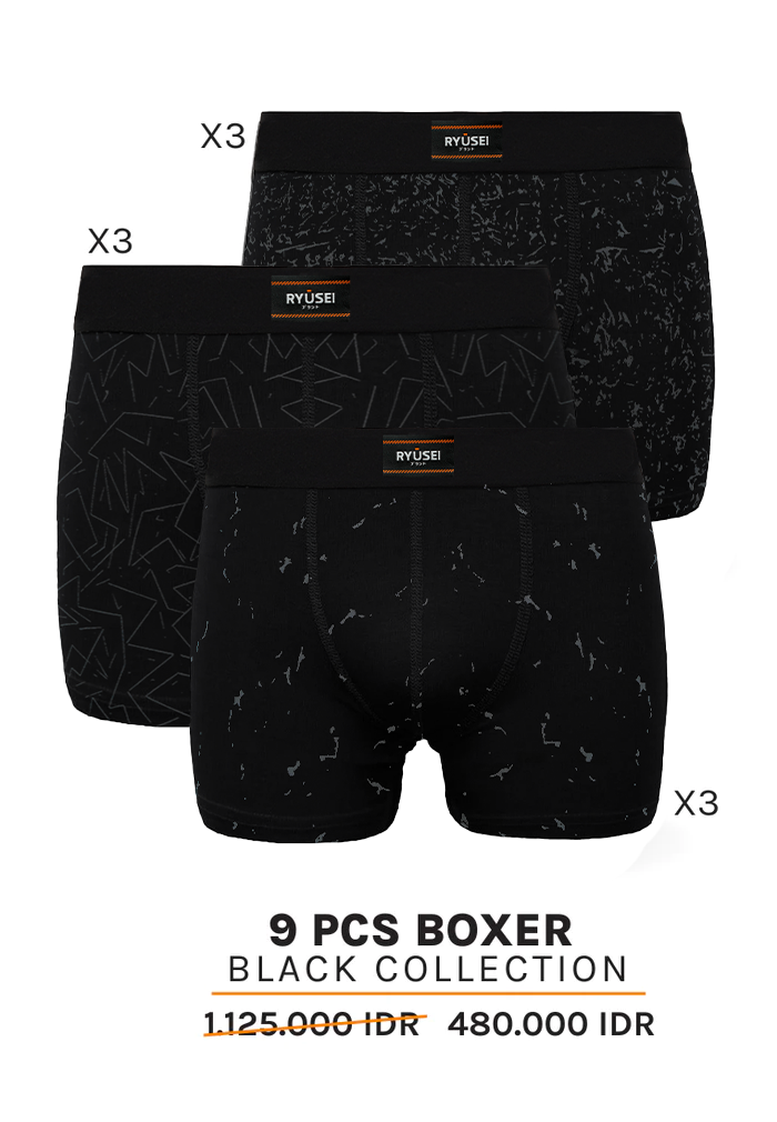 [PAKET] Boxer Atsugi Black (9 Pcs)