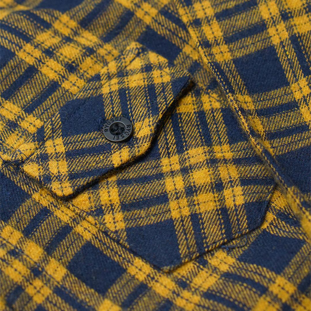 Ryusei Shirt Kids Flanel Yoshiro Long Sleeve Black Mustard