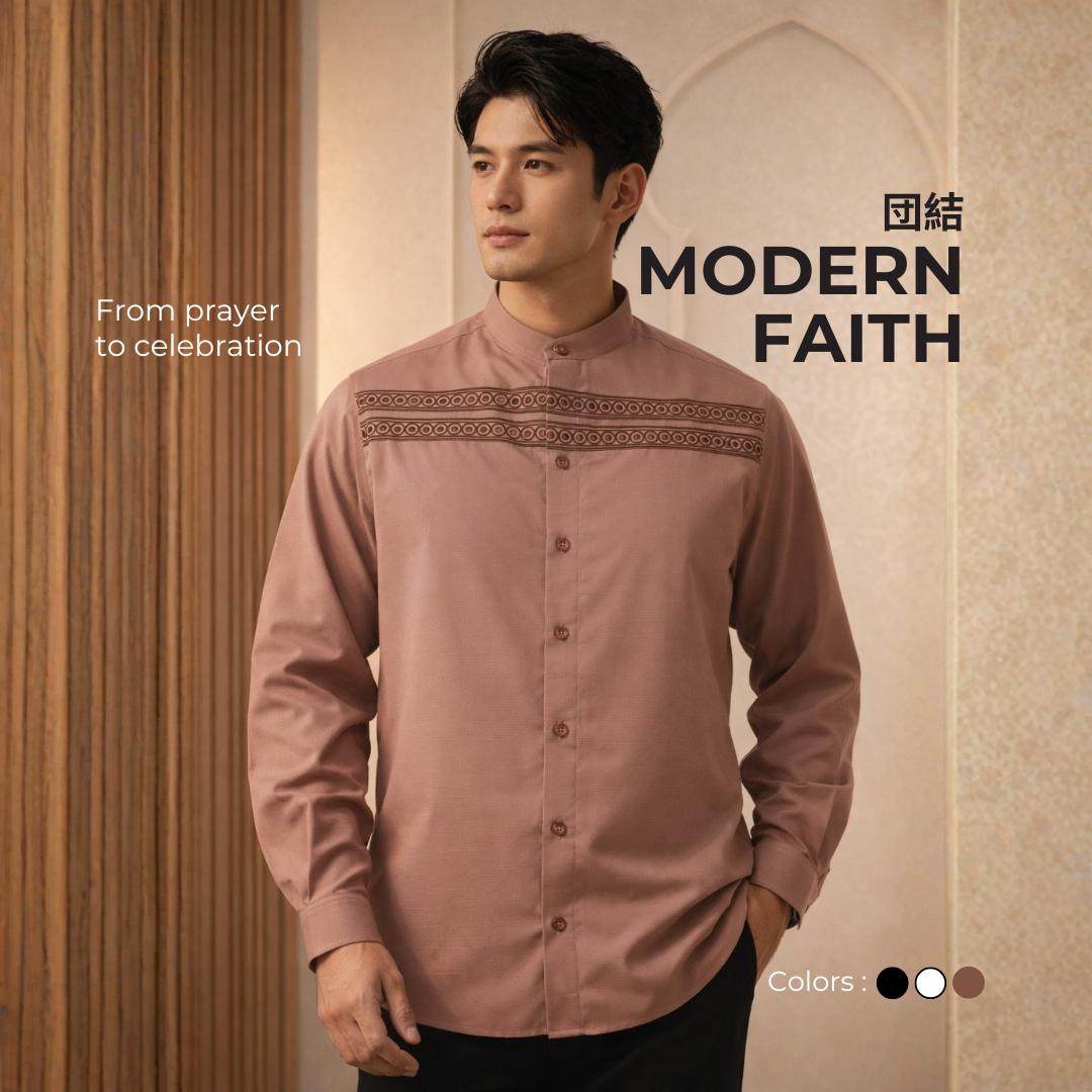 Ryusei Kemeja Kerah Koko Lengan Panjang Nakato