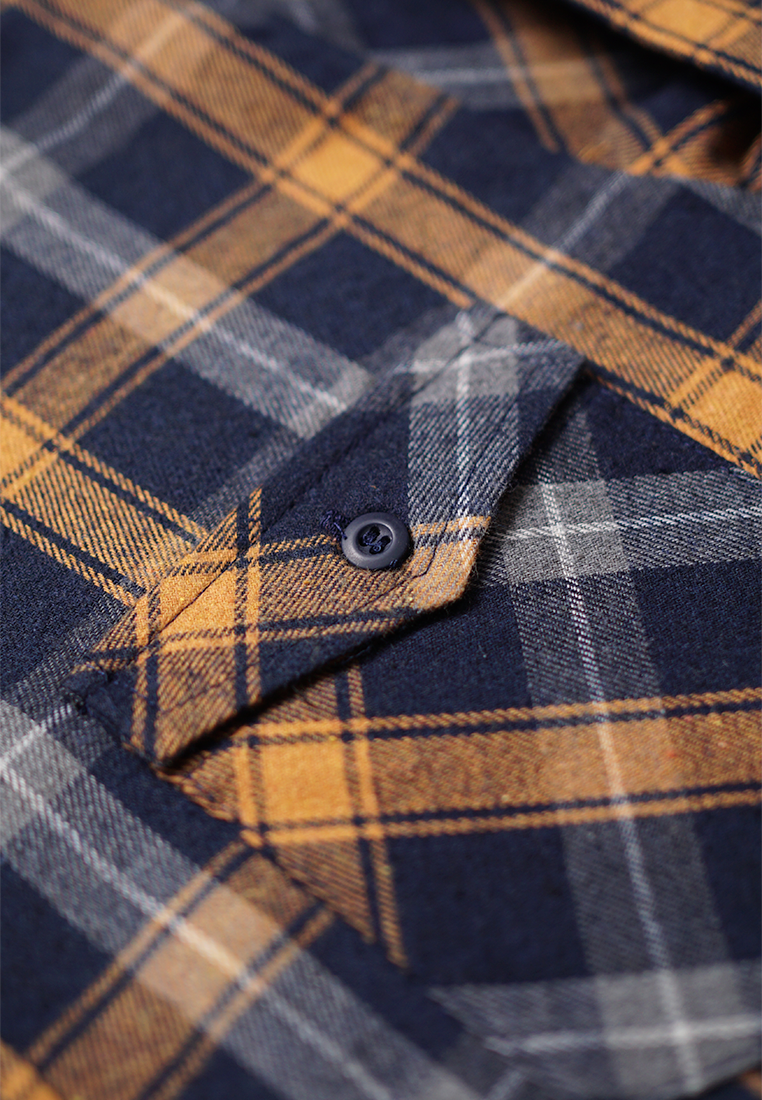 Ryusei Sht Flanel Karazaki Navy Yellow - Ryusei