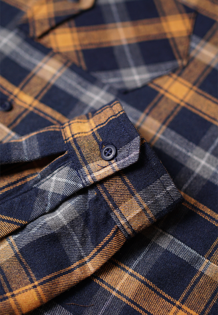 Ryusei Sht Flanel Karazaki Navy Yellow - Ryusei