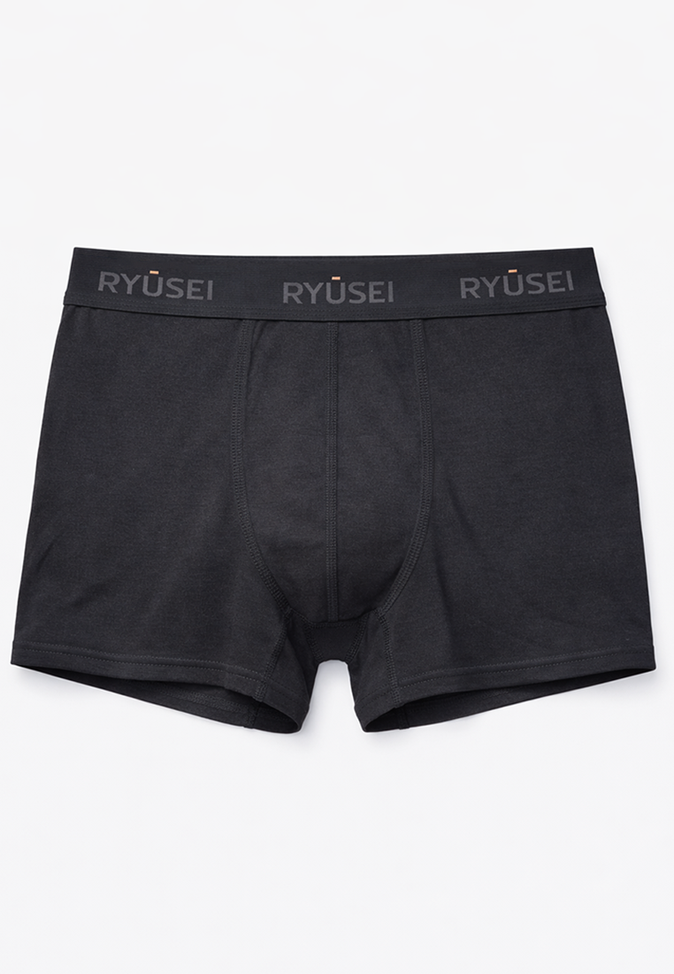 Ryusei Boxer Katun Spandex 9 Pcs - Black Collection | Jahitan Seamless