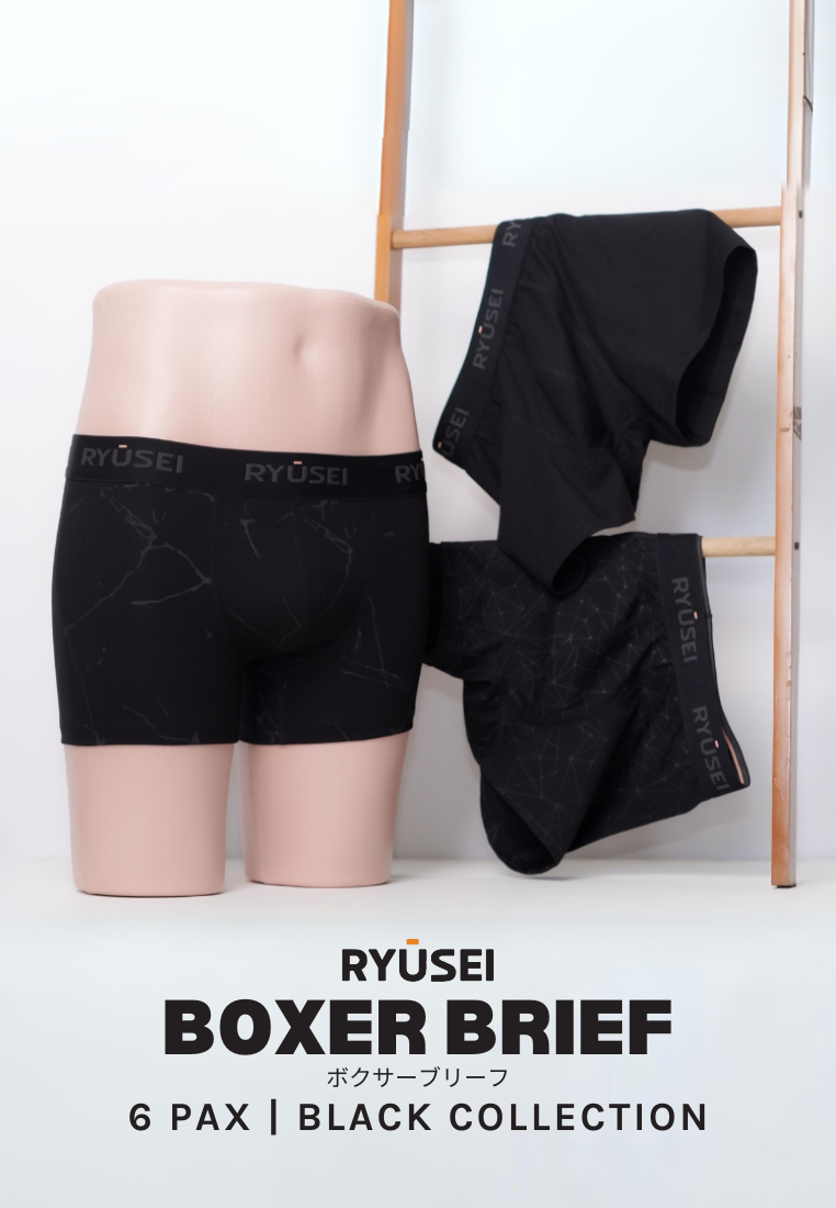 [ PAKET ] Boxer Black Collection (6Pcs) - Ryusei Boxer