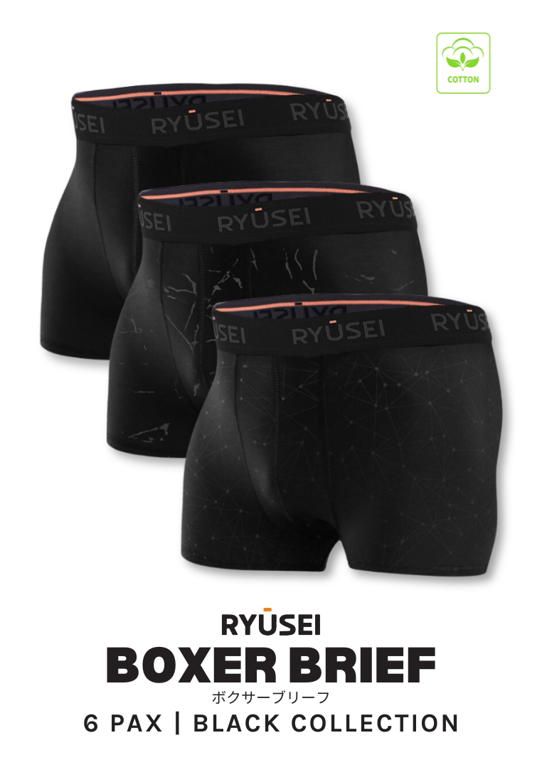 [ PAKET ] Boxer Black Collection (6Pcs) - Ryusei Boxer