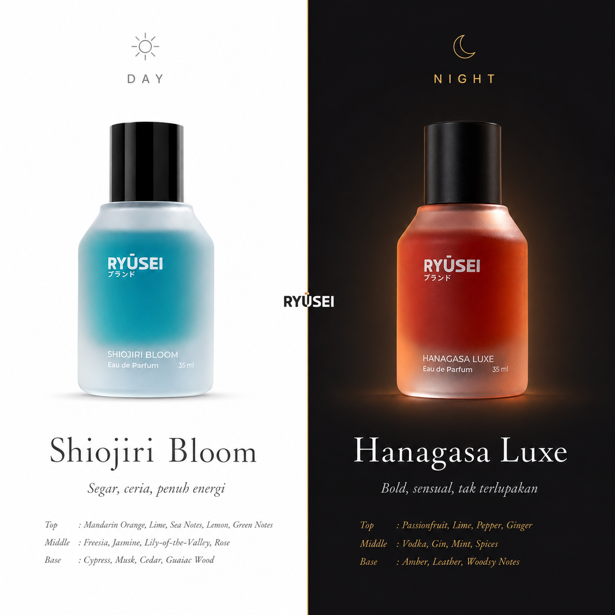 [Bundle] Ryusei Day & Night Set - Eau de Parfum 35ml x2 - Parfum Pria Siang & Malam