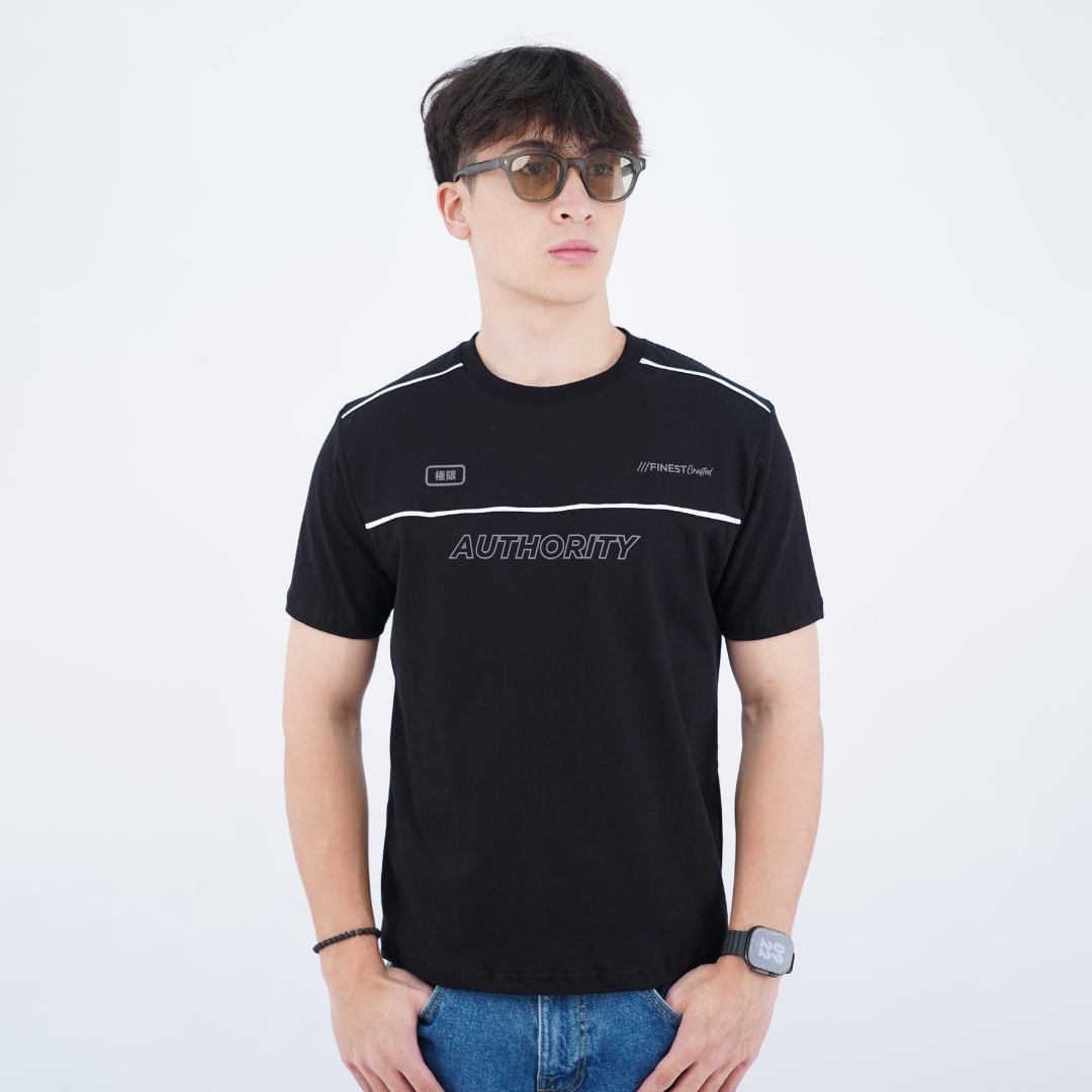 Ryusei Kaos Pria Authority Fitted Tee Black