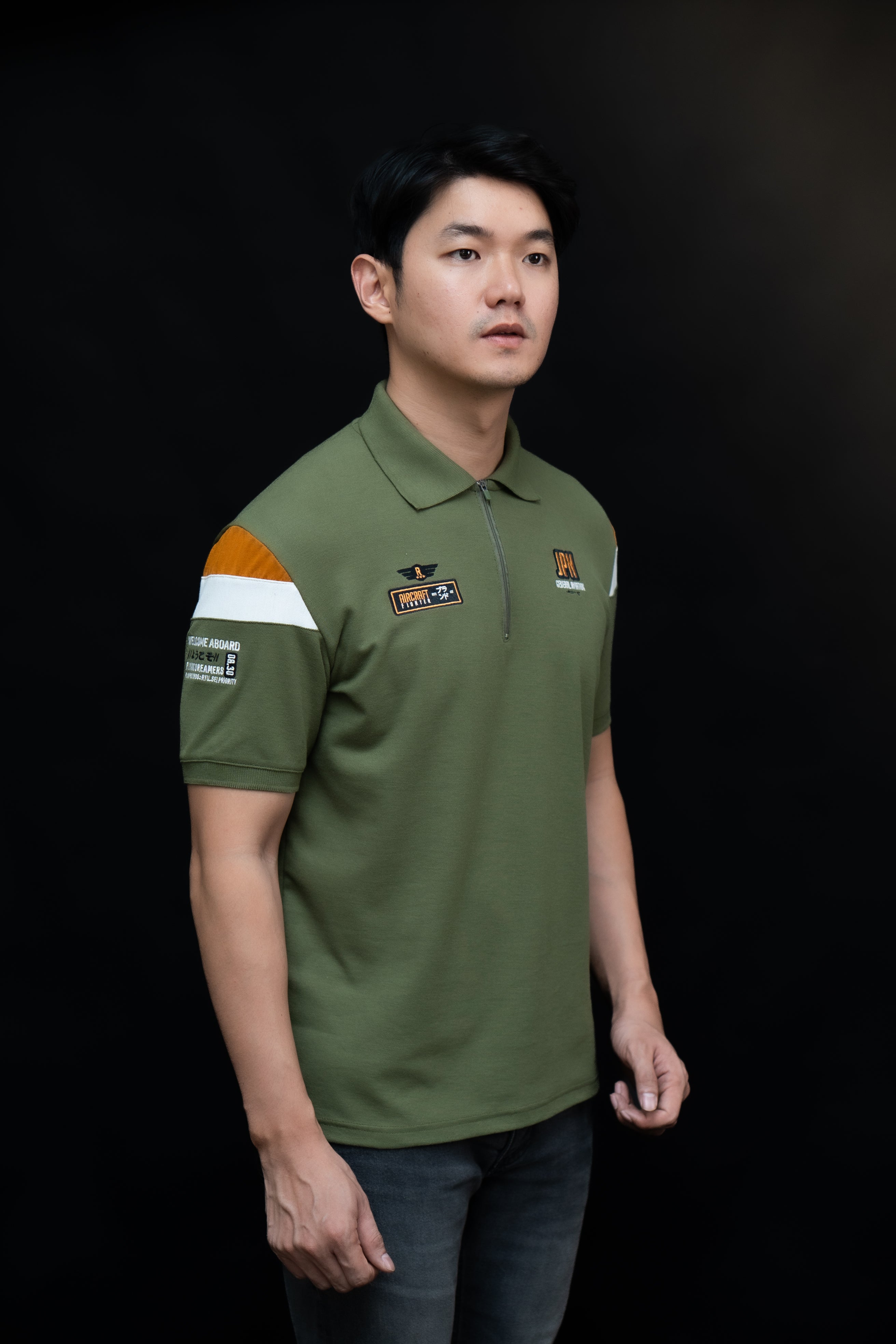 Ryusei Polo Pria Jpn Aviation Army Green