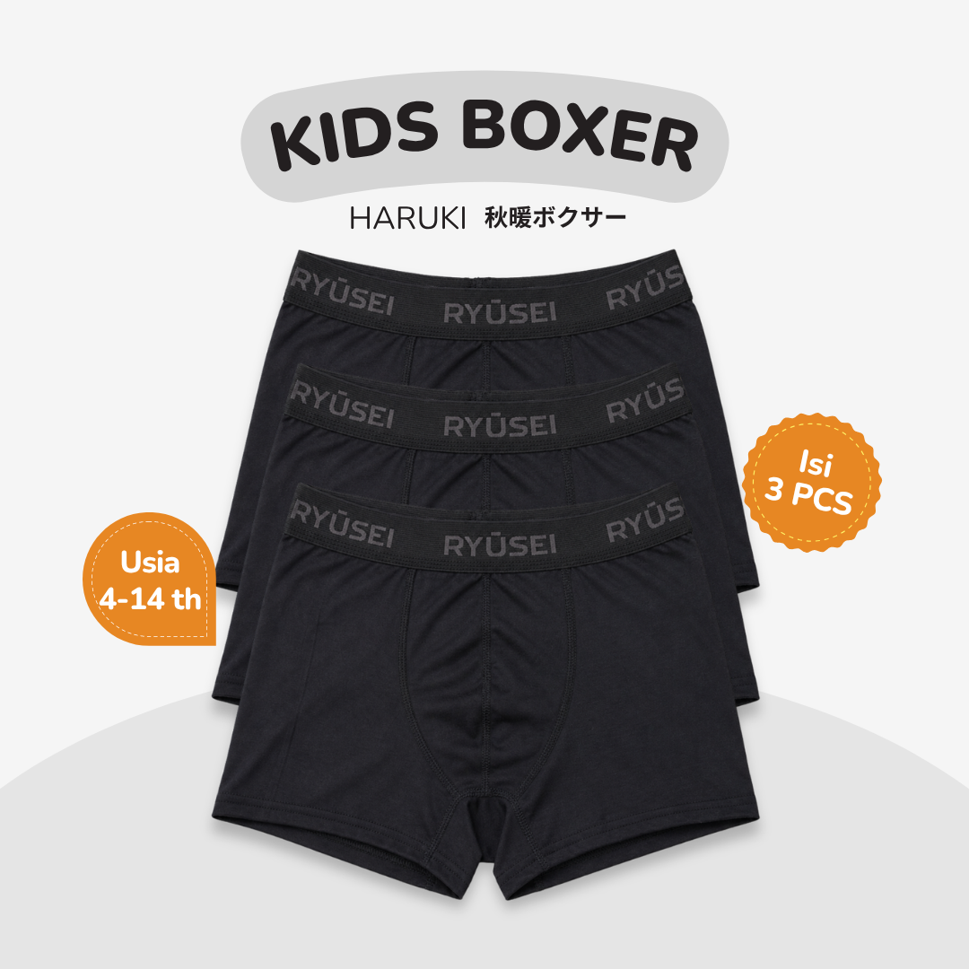 [3 pcs] Ryusei Boxer Anak Laki Laki Okiatsu 3PCS - Celana Dalam Anak Katun Motif & Polos Usia 1-14 Tahun