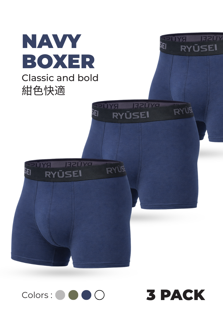 Ryusei Celana Dalam Pria Boxer Haruki 3pcs | Pilihan Warna Netral Premium