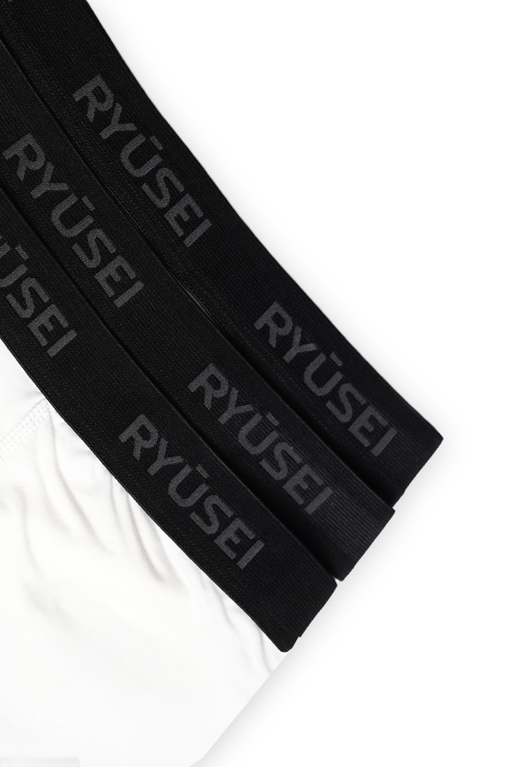 Ryusei Boxer Haruki White Polyester Spandex 3 Pcs - Black | Nyaman & Elastis