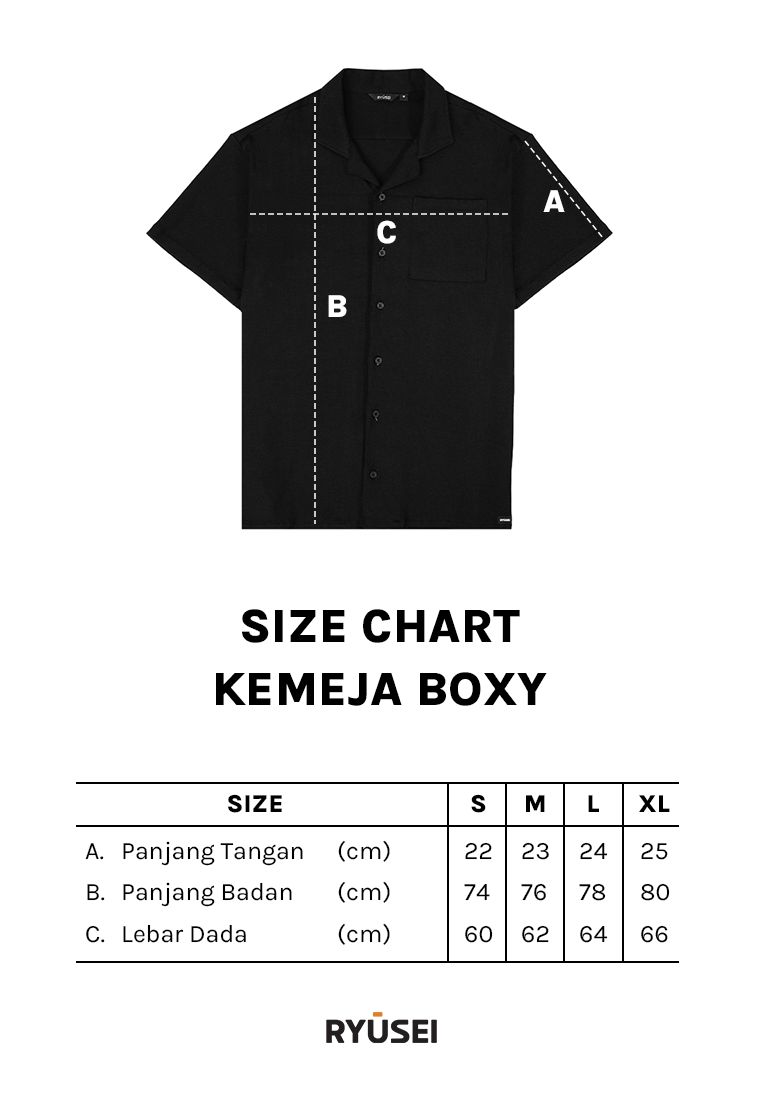 Ryusei Kemeja Boxy Pria Fukuoka Black