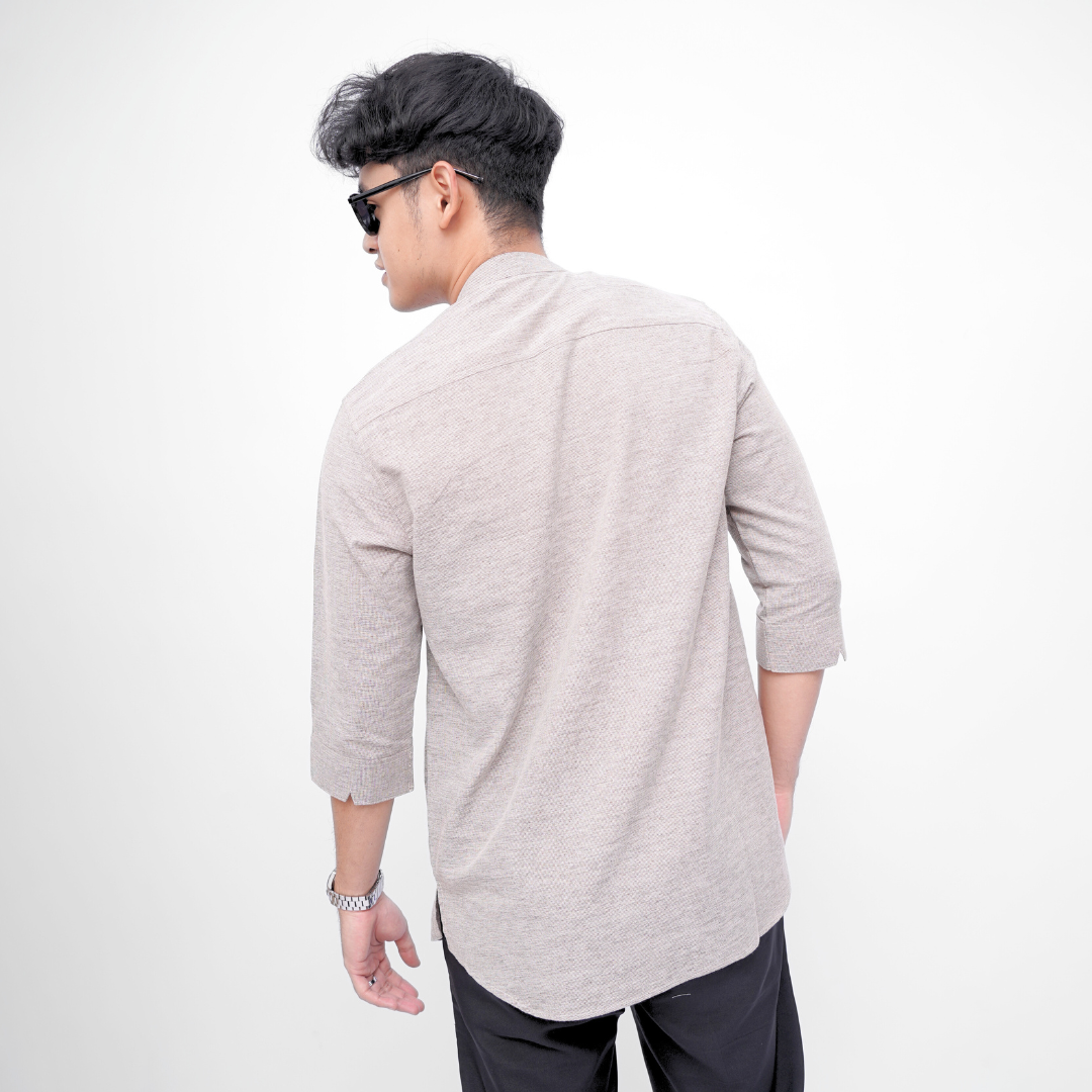 Ryusei Kemeja Kurta Kerah Koko Tanakawa 2 Tone Light Brown