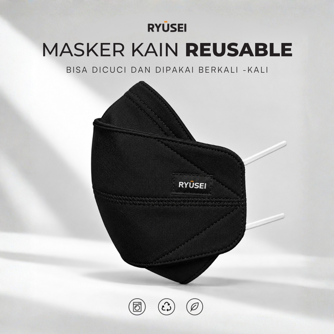 Ryusei Masker Kain Reusable Bahan Baby Terry Anti Debu Polusi Pelindung Wajah