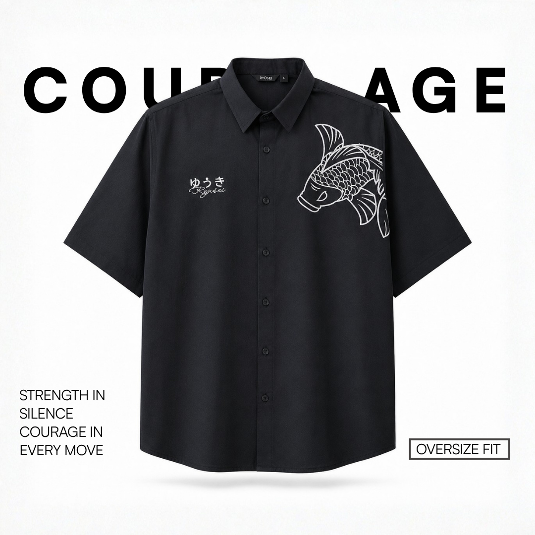Ryusei Kemeja Pria Oversize Courage Black