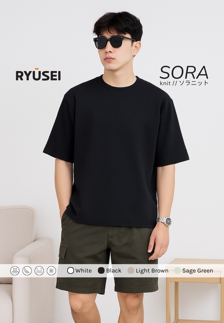 Ryusei T-shirt Oversize SORA Knit – Kaos Knit dengan Tekstur Unik