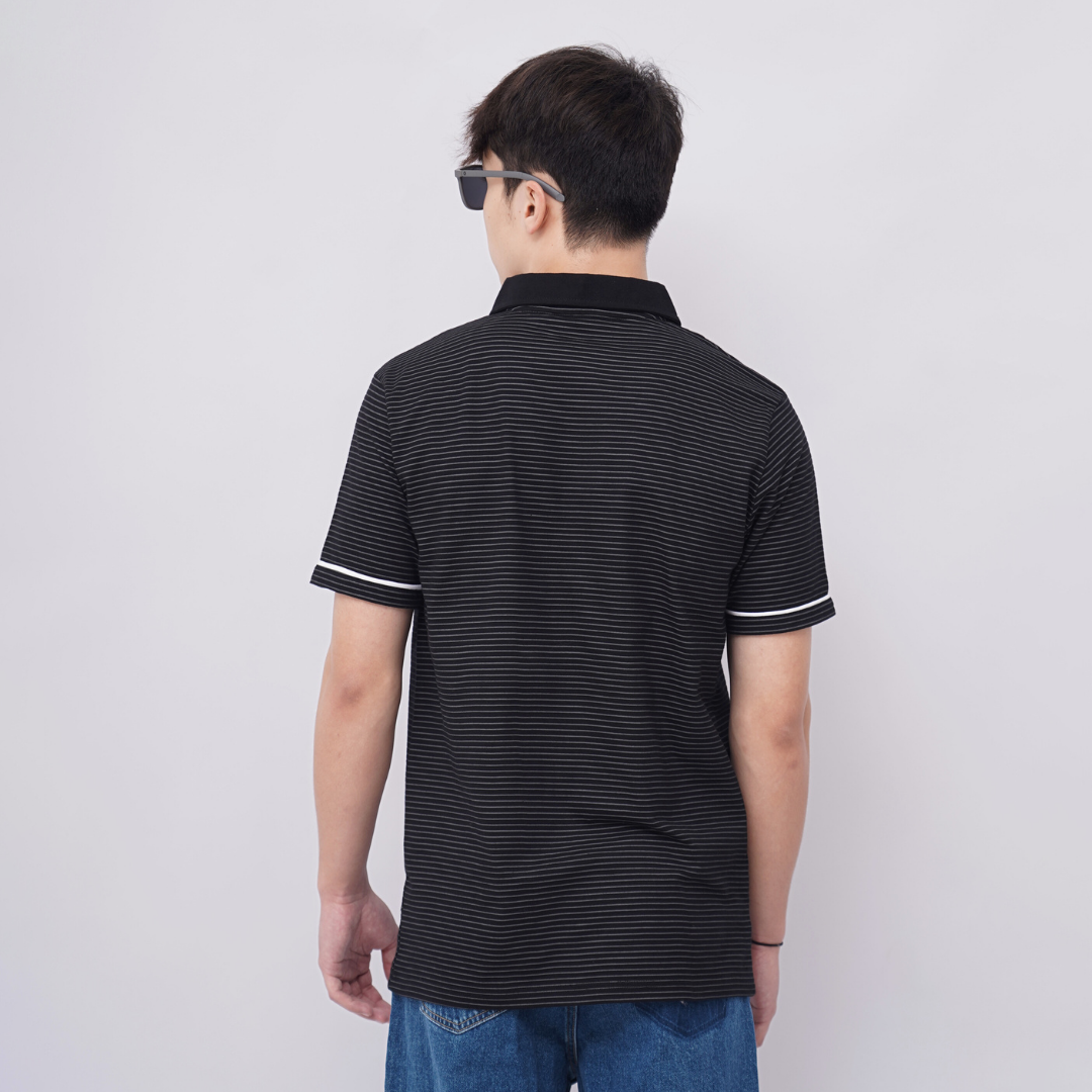 Ryusei Polo Pria Higashi Stripe Black