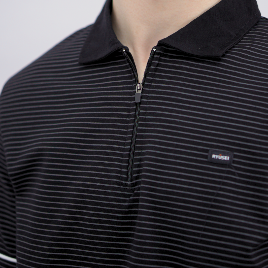 Ryusei Polo Pria Higashi Stripe Black