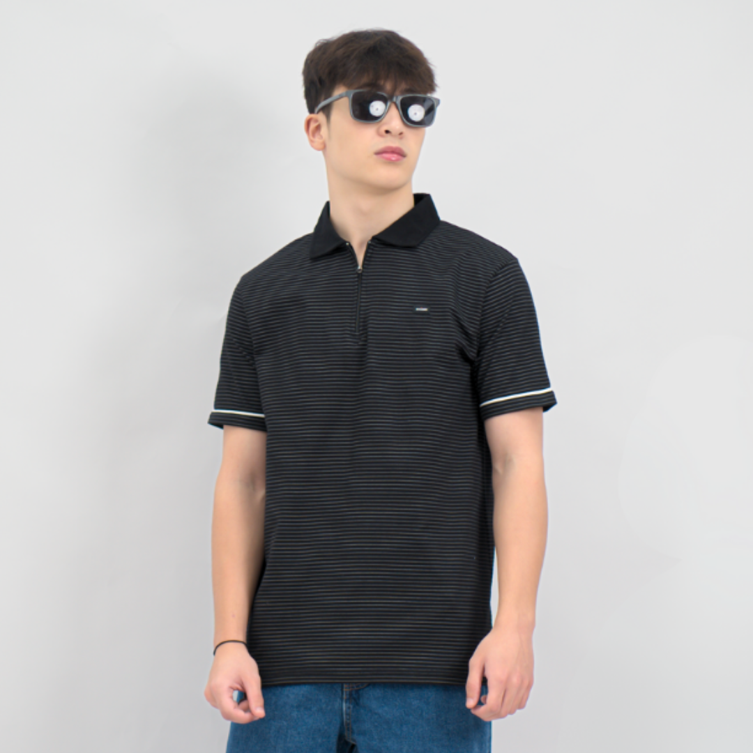 Ryusei Polo Pria Higashi Stripe Black