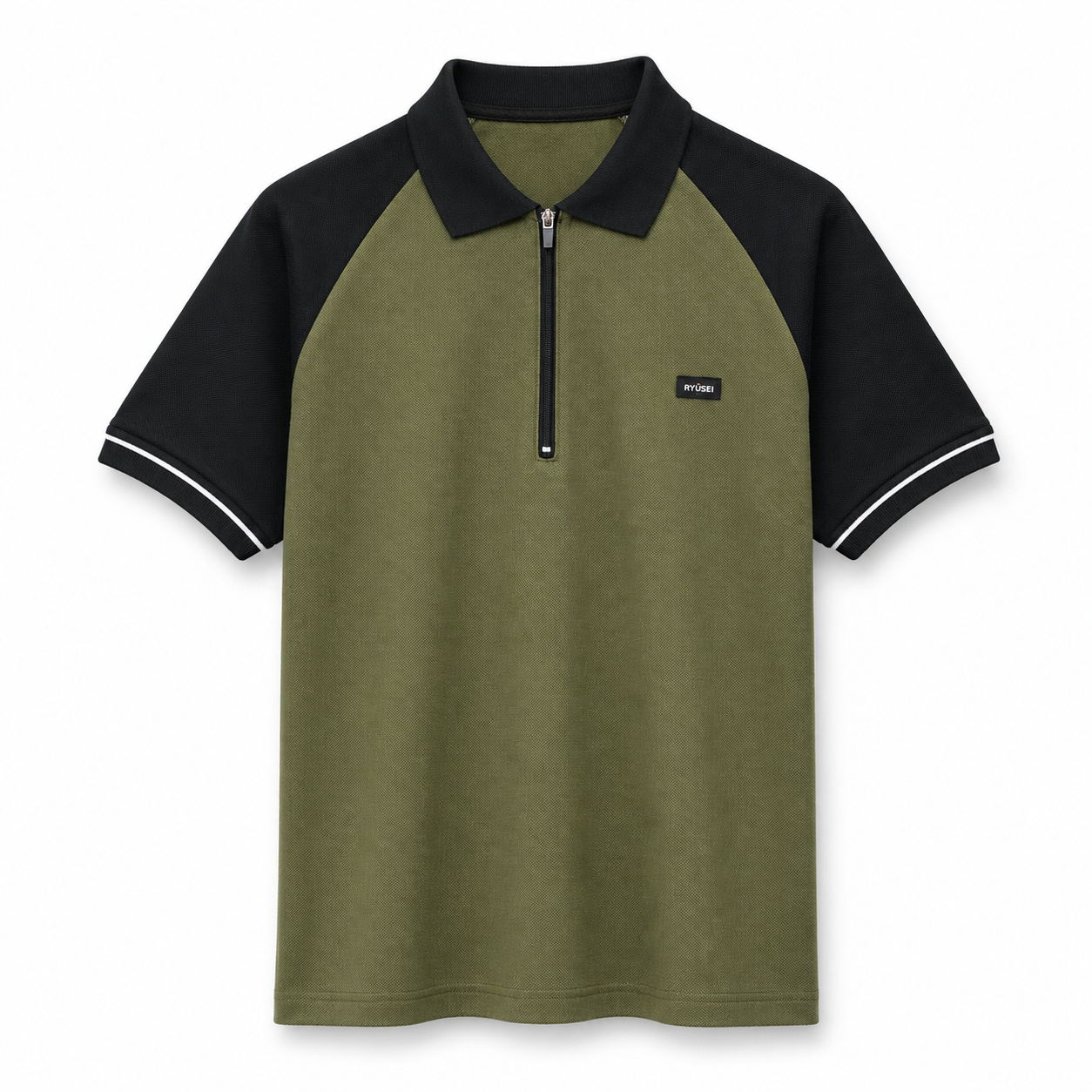 Ryusei Polo Pria Kazushi Army Green