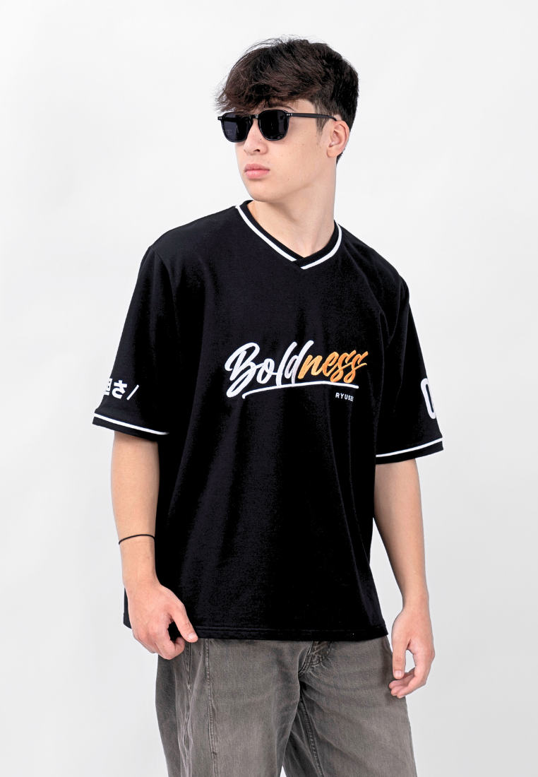 Ryusei Kaos Pria Boxy Oversize Boldness Black