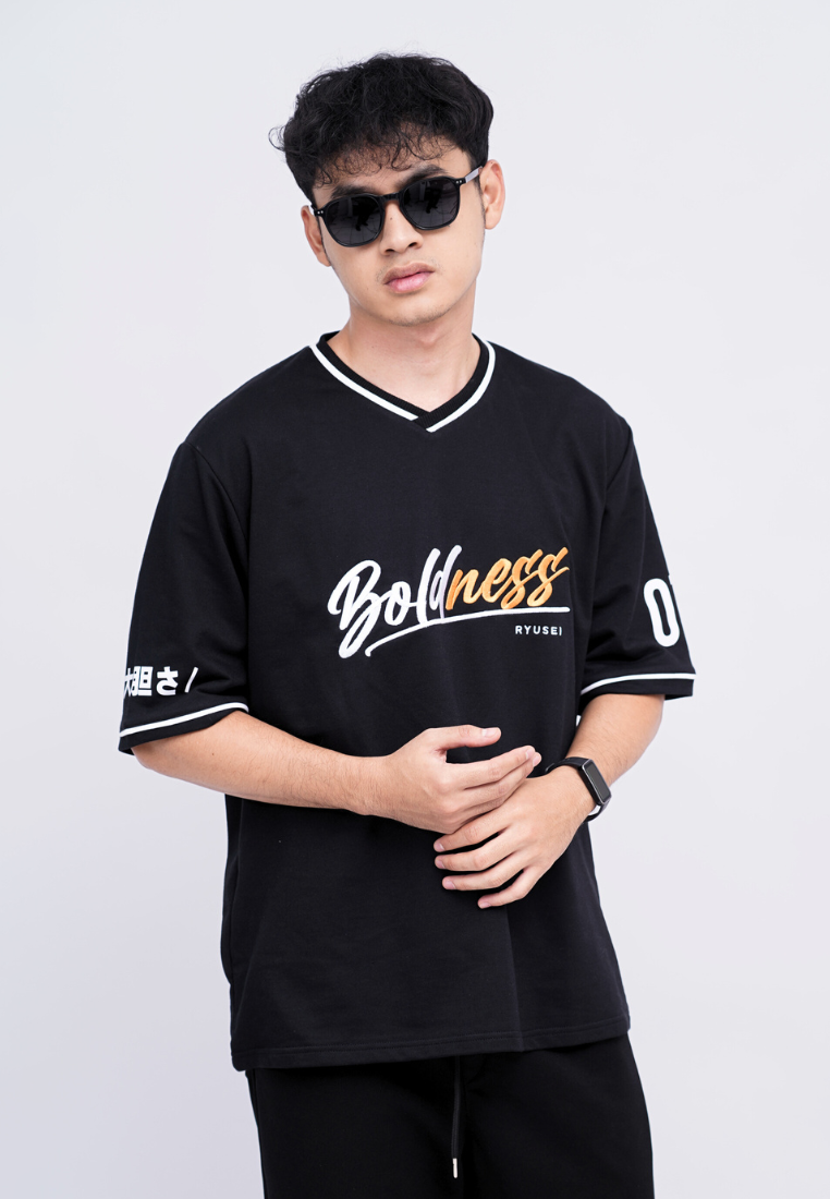Ryusei Kaos Pria Boxy Oversize Boldness Black