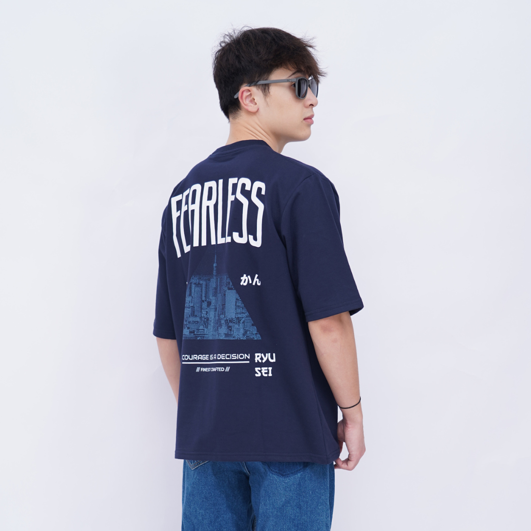 Ryusei Kaos Pria Boxy Oversize Fearless Navy