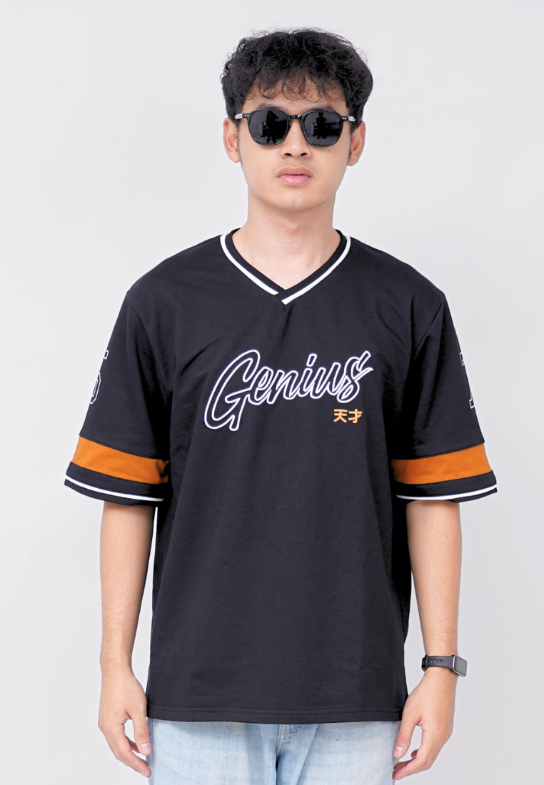 Ryusei Kaos Pria Boxy Oversize Genius Black