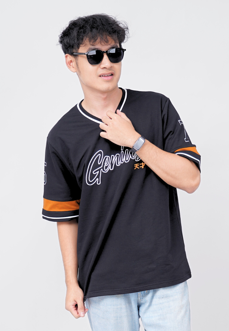 Ryusei Kaos Pria Boxy Oversize Genius Black