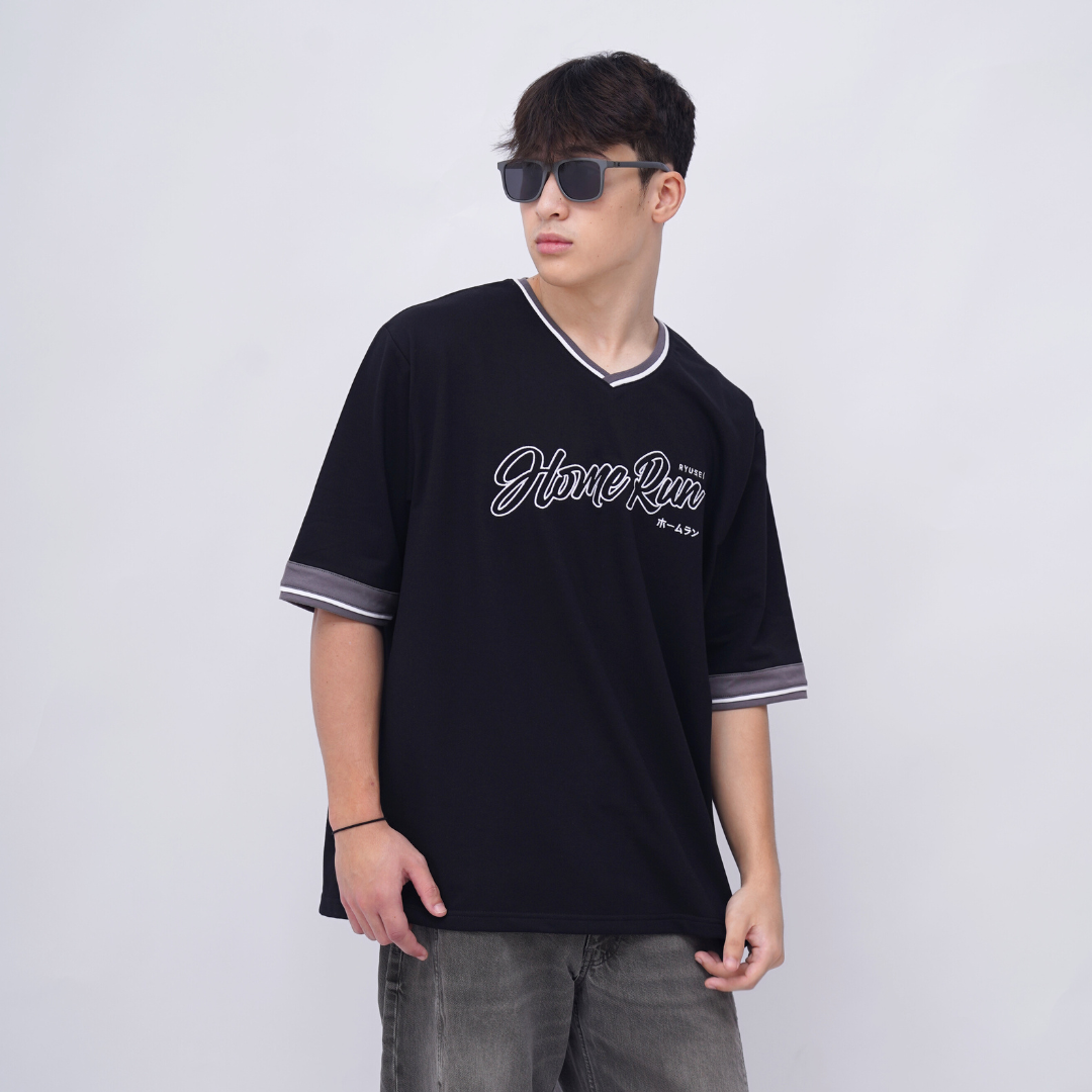Ryusei Kaos Pria Boxy Oversize Home Run Black
