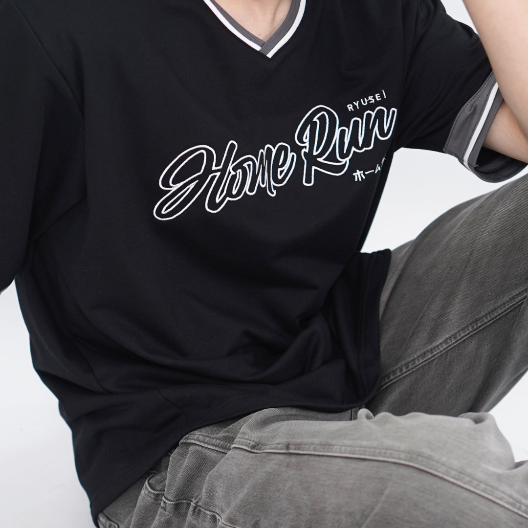 Ryusei Kaos Pria Boxy Oversize Home Run Black