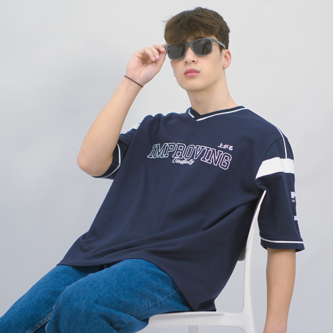 Ryusei Kaos Pria Boxy Oversize Improving Navy