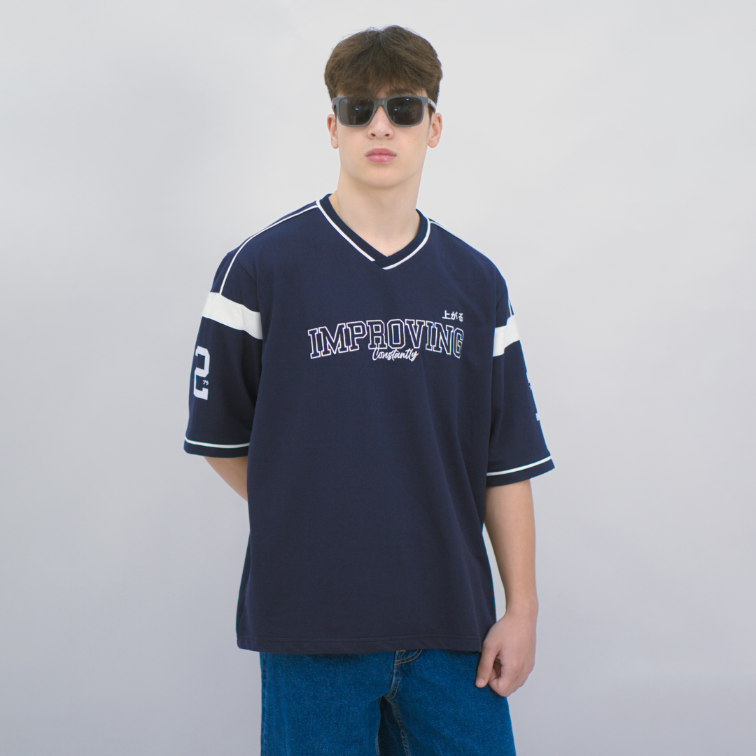 Ryusei Kaos Pria Boxy Oversize Improving Navy