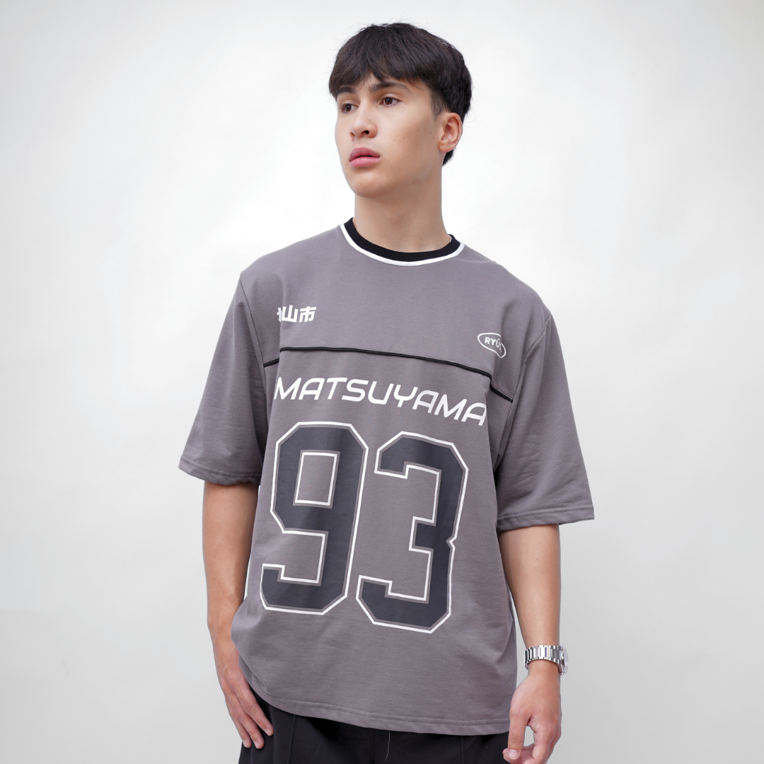 Ryusei Kaos Pria Boxy Oversize Matsuyama Dark Grey