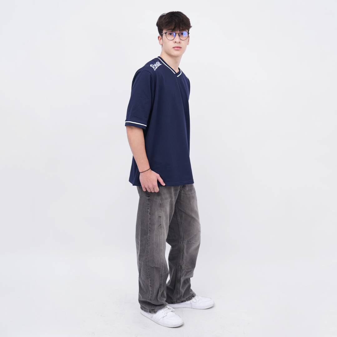Ryusei Kaos Pria Boxy Oversize Fukashi Navy