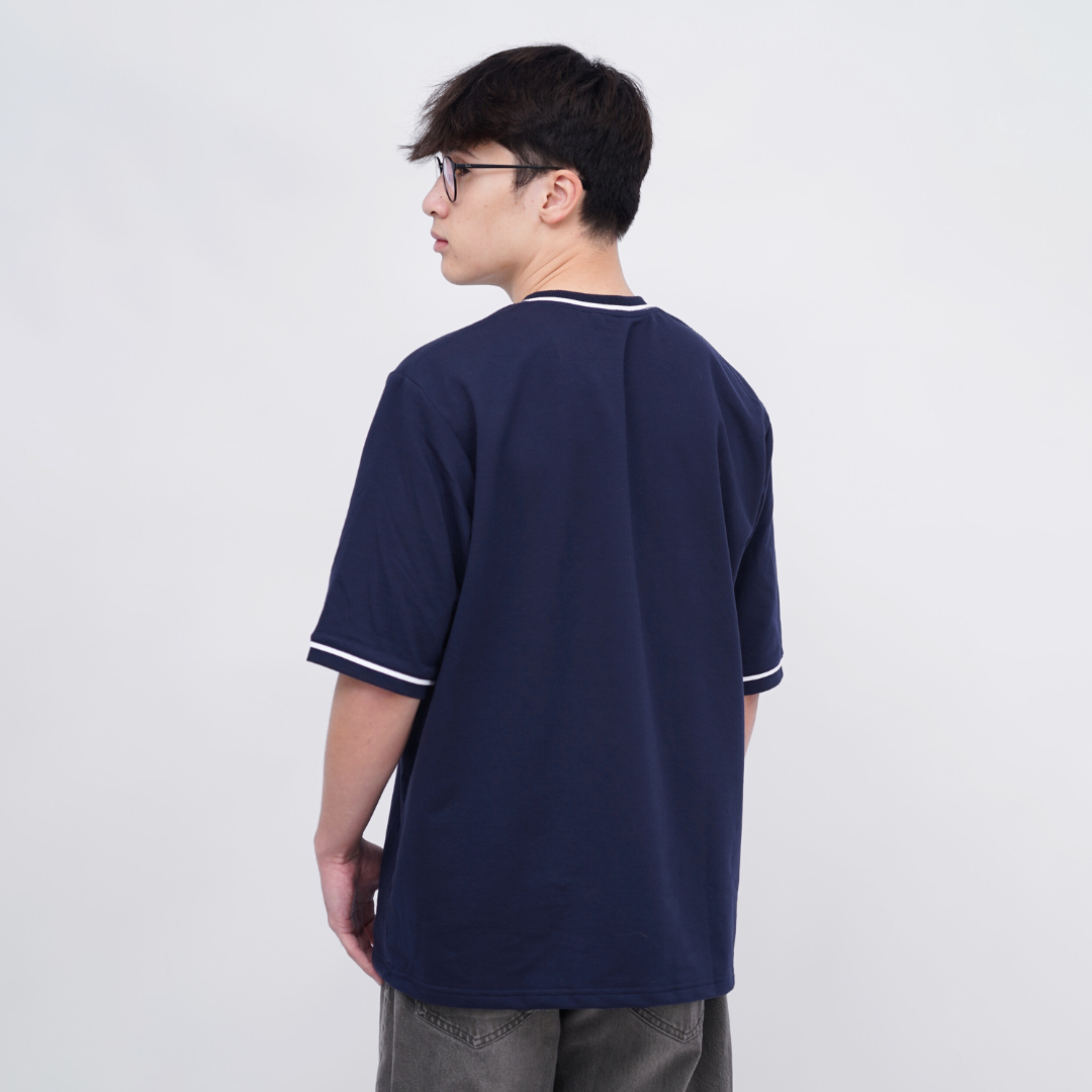 Ryusei Kaos Pria Boxy Oversize Fukashi Navy