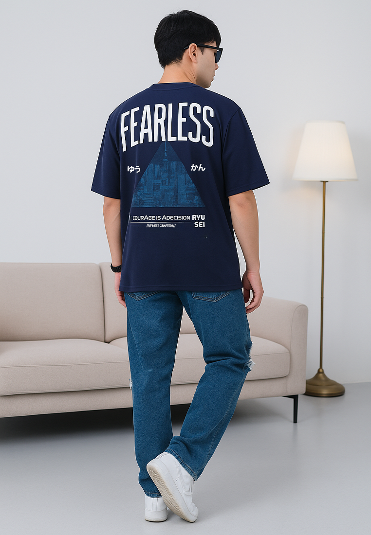 Ryusei Kaos Pria Boxy Oversize Fearless Navy