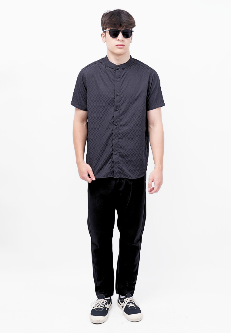 Ryusei Kemeja Kerah Koko Lengan Pendek Hakkoda