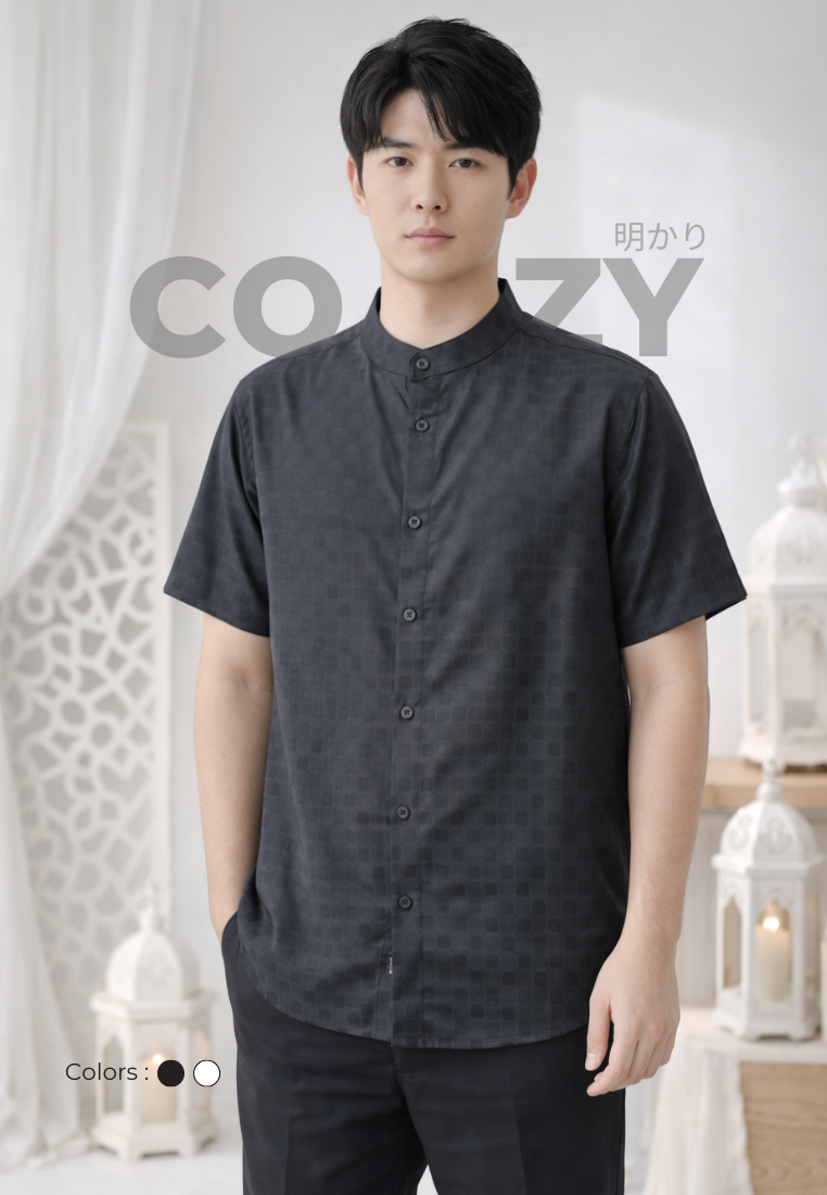 Ryusei Kemeja Kerah Koko Lengan Pendek Akari